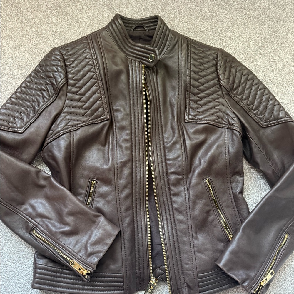 Michael Kors Chocolate Leather Jacket